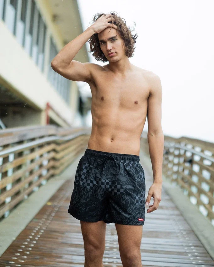 3AM CHECK SWIM SHORTS