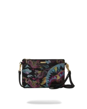 EMBROIDERED DRAGONS CROSSOVER CLUTCH
