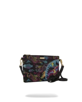 EMBROIDERED DRAGONS CROSSOVER CLUTCH