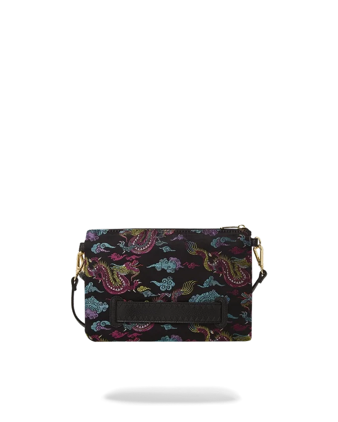 EMBROIDERED DRAGONS CROSSOVER CLUTCH