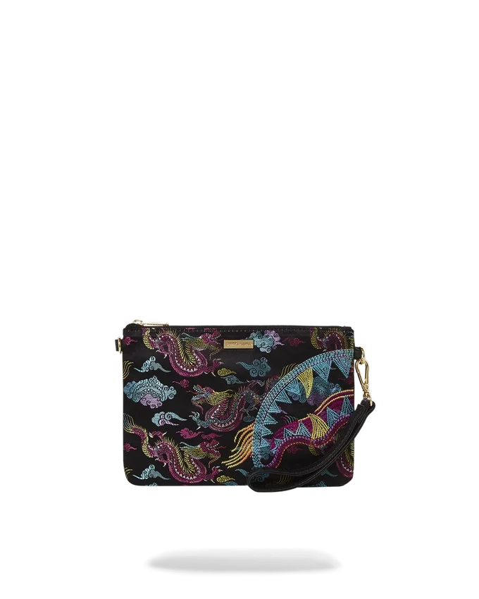 EMBROIDERED DRAGONS CROSSOVER CLUTCH