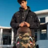 EXTERIOR GOLD ZIP POCKET SHARKS IN PARIS BACKPACK (DLXV)