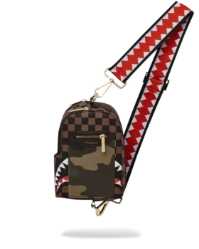 EXTERIOR GOLD ZIP POCKET SHARKS IN PARIS BACKPACK SLING
