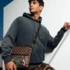 EXTERIOR GOLD ZIP POCKET SHARKS IN PARIS MESSENGER SLING BAG