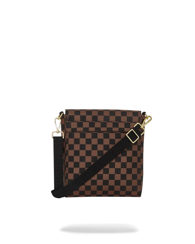 EXTERIOR GOLD ZIP POCKET SHARKS IN PARIS MESSENGER SLING BAG