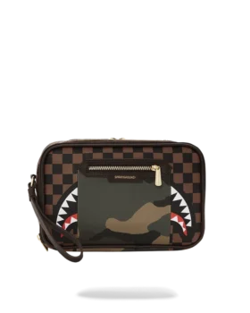 EXTERIOR GOLD ZIP POCKET SHARKS IN PARIS TOILETRY BRICKSIDE BAG