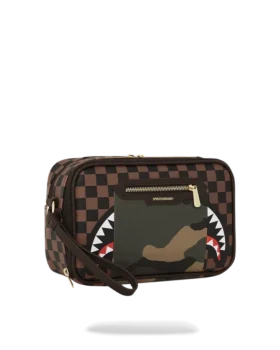 EXTERIOR GOLD ZIP POCKET SHARKS IN PARIS TOILETRY BRICKSIDE BAG