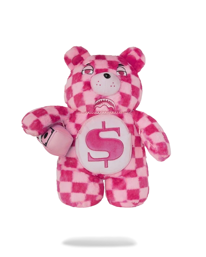 FURZILLA SHARK (PINK CHECK) MONEYBEAR BACKPACK