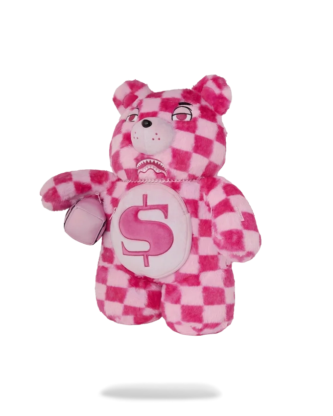 FURZILLA SHARK (PINK CHECK) MONEYBEAR BACKPACK
