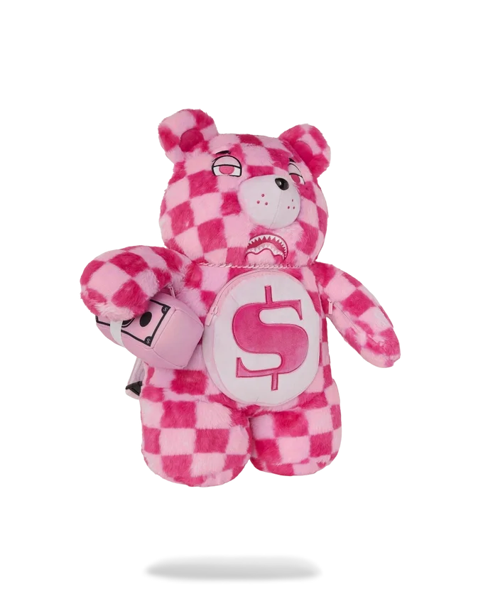 FURZILLA SHARK (PINK CHECK) MONEYBEAR BACKPACK