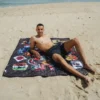 GLOBAL MOGUL UNLIMITED MILES PACKABLE BEACH MAT BLANKET WATER RESISTANT CONVERTIBLE TOTE