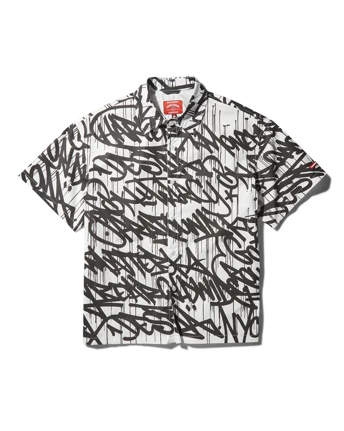 GRAFFITI SHORT SLEEVE BUTTON FRONT SHIRT