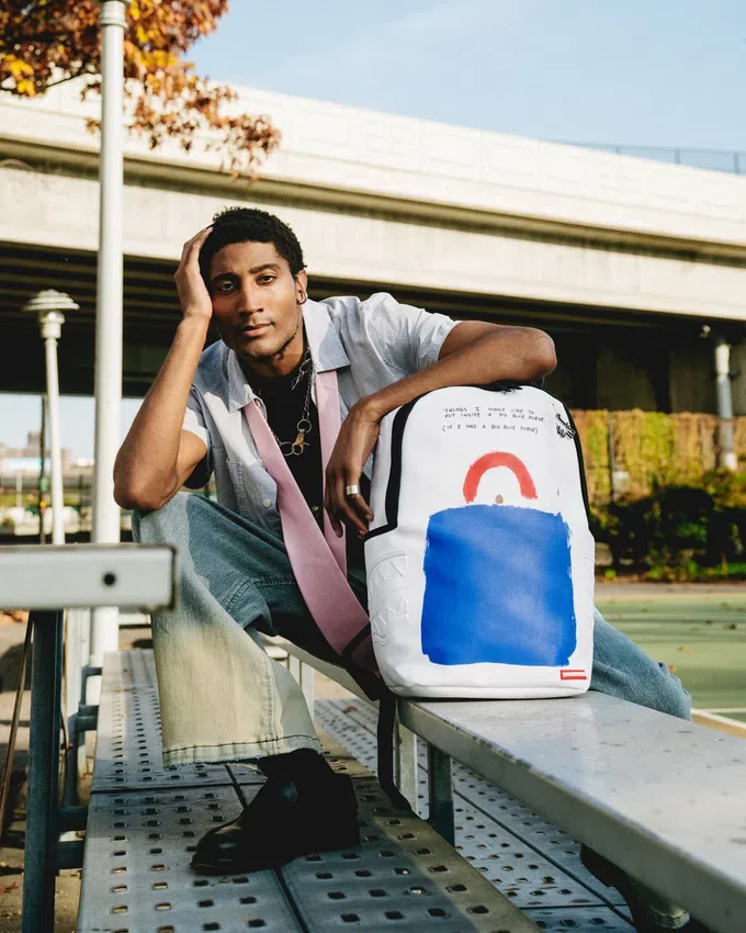KEITH HARING BIG BLUE PURSE ART BACKPACK