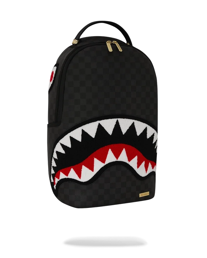 LIGHTS OUT SHARKS IN PARIS CHENILLE SHARK BACKPACK