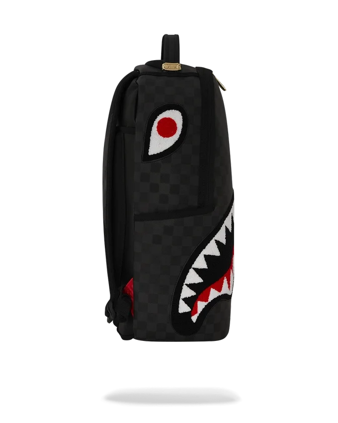 LIGHTS OUT SHARKS IN PARIS CHENILLE SHARK BACKPACK