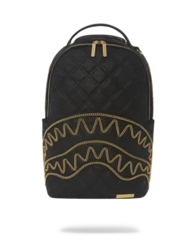 NOIR QUILT GOLD CHAIN SHARK BACKPACK (DLXV)