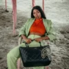 NOIR QUILT GOLD CHAIN SHARK TOTE