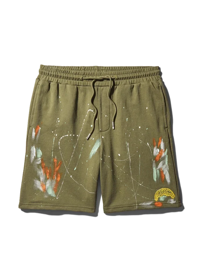 PAINT SPLAT KNIT SHORTS (GREEN)