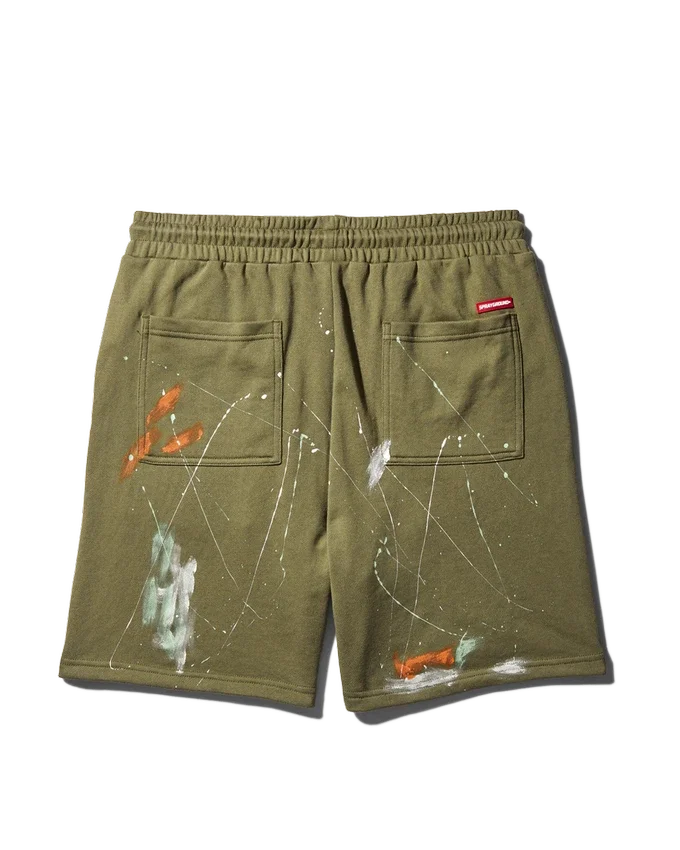 PAINT SPLAT KNIT SHORTS (GREEN)