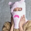 PINK FLEECE BEAR EARS SKI MASK