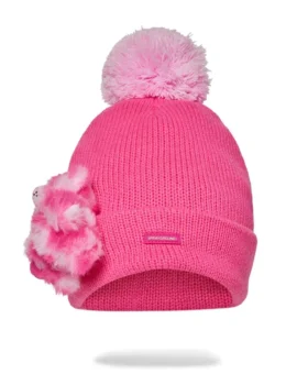 PINK LIL BEAR PUFF BEANIE