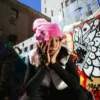 PINK LIL BEAR PUFF BEANIE