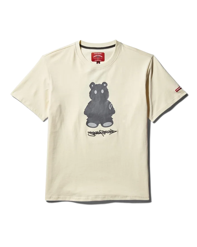 SHORT SLEEVE GRAPHIC MONEY BEAR T-SHIRT (APRICOT)