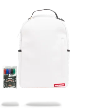 THE SPRAYGROUND DIY WHITE BACKPACK (VEGAN LEATHER & INNER MONEY LINING) & MARKERS INCLUDED